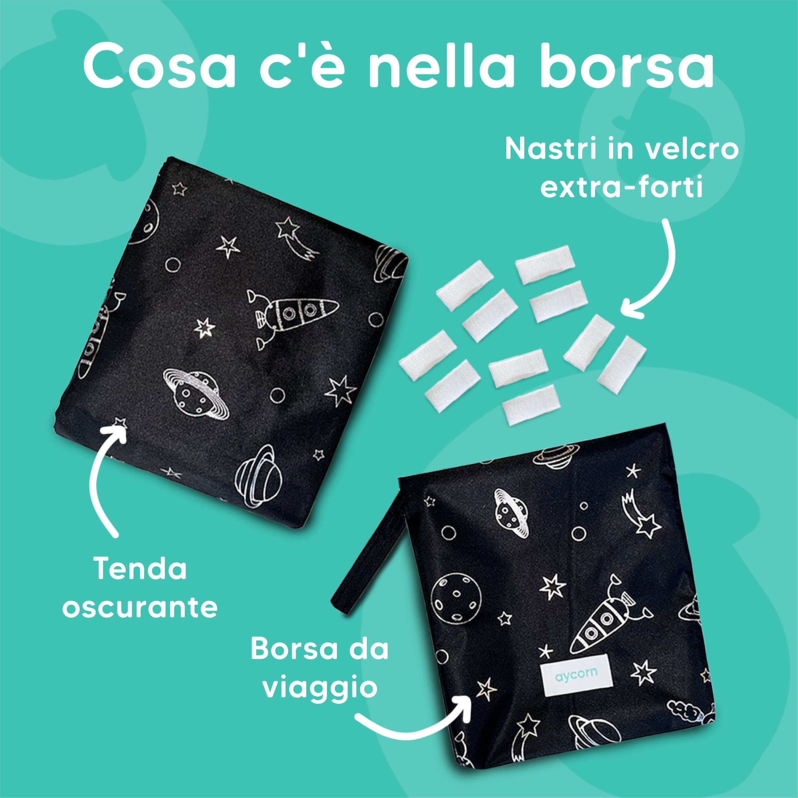 Tenda oscurante regolabile 130x200cm con ventose e nastro biadesivo