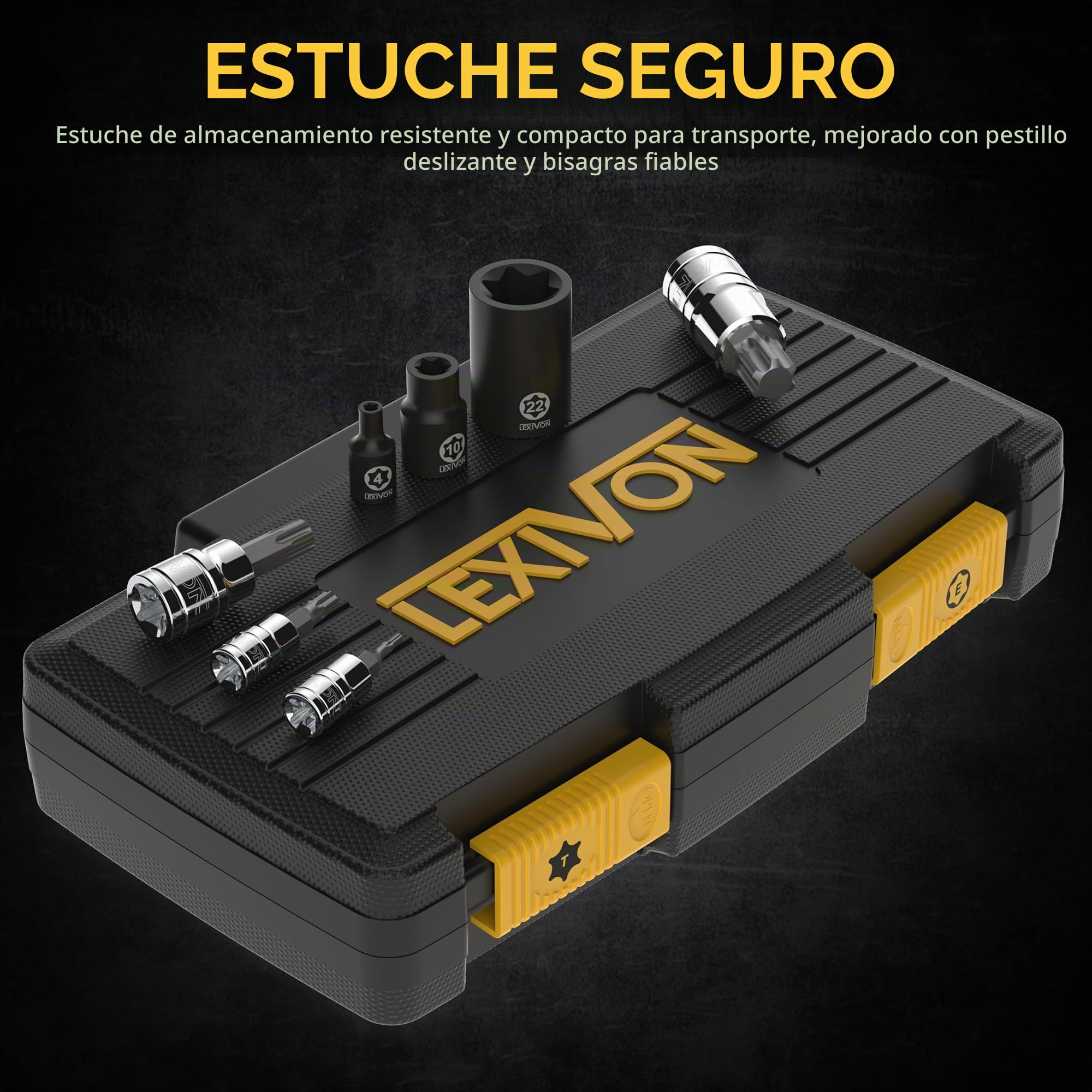 LEXIVON Master Torx - Juego de brocas y llaves de vaso de aleación S2 de alta calidad y acero Cr-V | 25 piezas, enchufe de broca T8-T60 y E-Torx E4-E22 | Caja de almacenamiento resistente (LX-148)