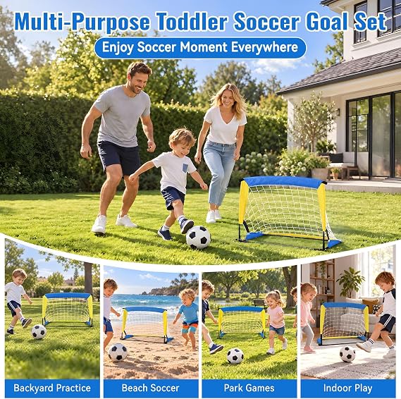 ミニ幼児用サッカーゴールセット ボール付き 2x2フィート キッズサッカーゴール 裏庭 ビーチ サッカートレーニングネット ミニ ポータブル 軽量 フットボールゴール キャリーバッグ&ポンプ付き