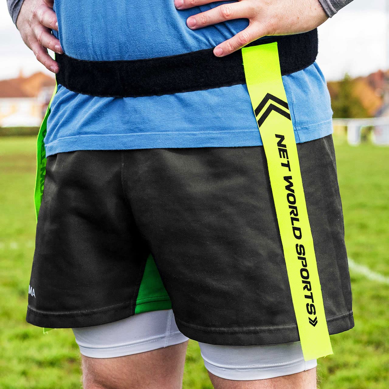 FORZA Cinture Allenamento Rugby [10x Cinture & 20x Fascette] – Verde Fluorescente O Blu – Cinture Regolabili | Set Allenamento Rugby