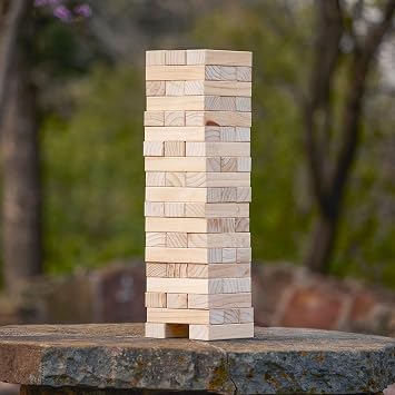 Yard Games Giant Tumbling Timbers with Carrying Case | Starts at 2.5-Feet Tall and Builds to Over 4-Feet | Made with Premium Pine Wood