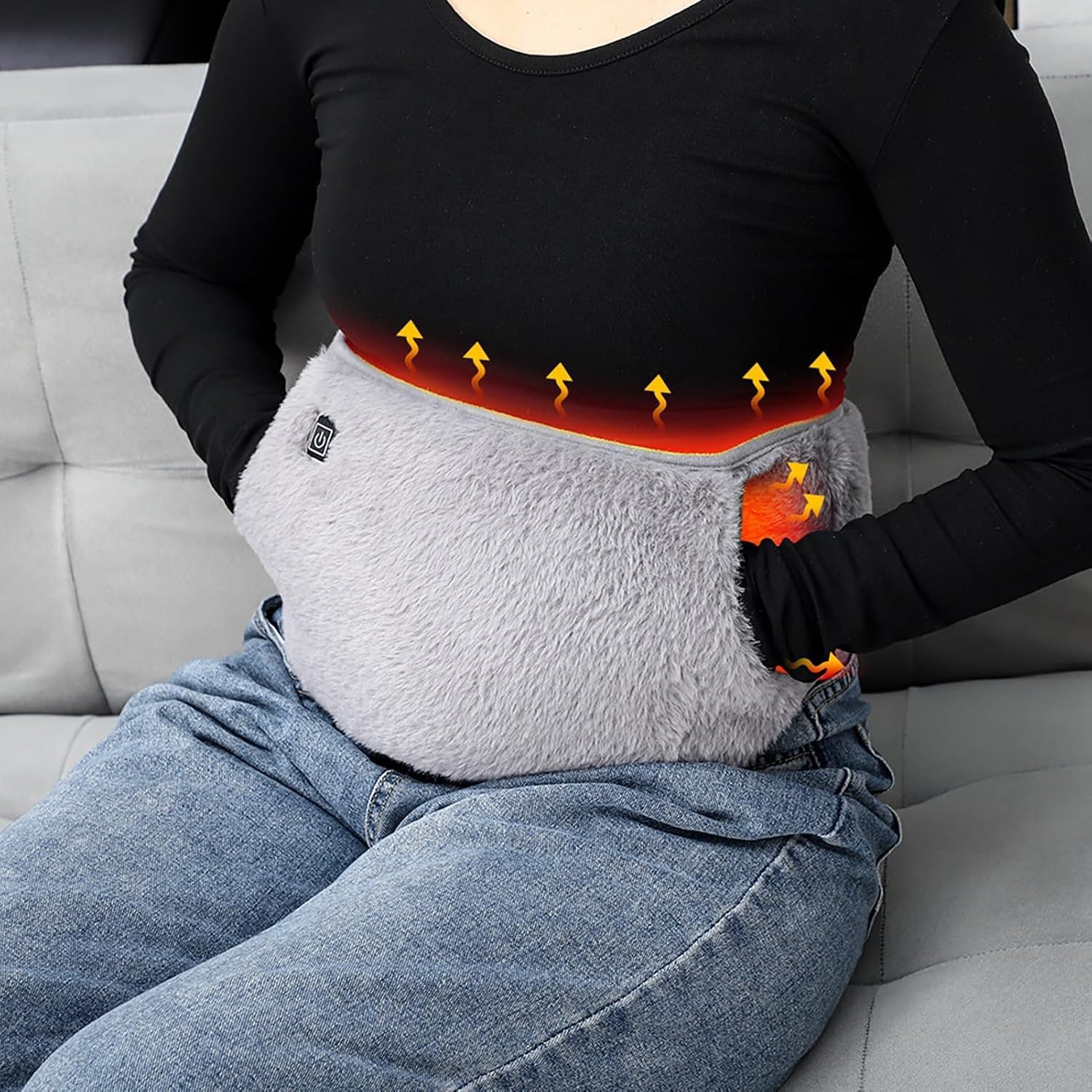 3-in-1 Heating Waist Belt: Heating Pad for Back Comfort & Warmth + Portable Hand Warmer, USB Powered, 3-Temp Adjustable Heat Wrap for Women, Gray - Image 10