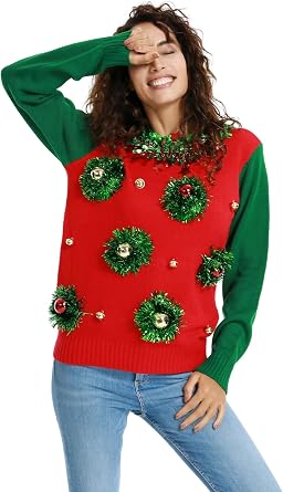 Women Ugly Christmas Sweater, Mens 3D Xmas Holiday Pullover Festive Party