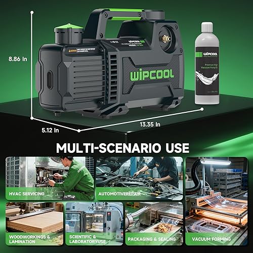 Miniatura 7 de Bomba de vacío inalámbrica HVAC de doble etapa de 12 HP, iones de litio de 18 V, 15 micrones y 5 CFM, para refrigerantes A2L con indicador superior