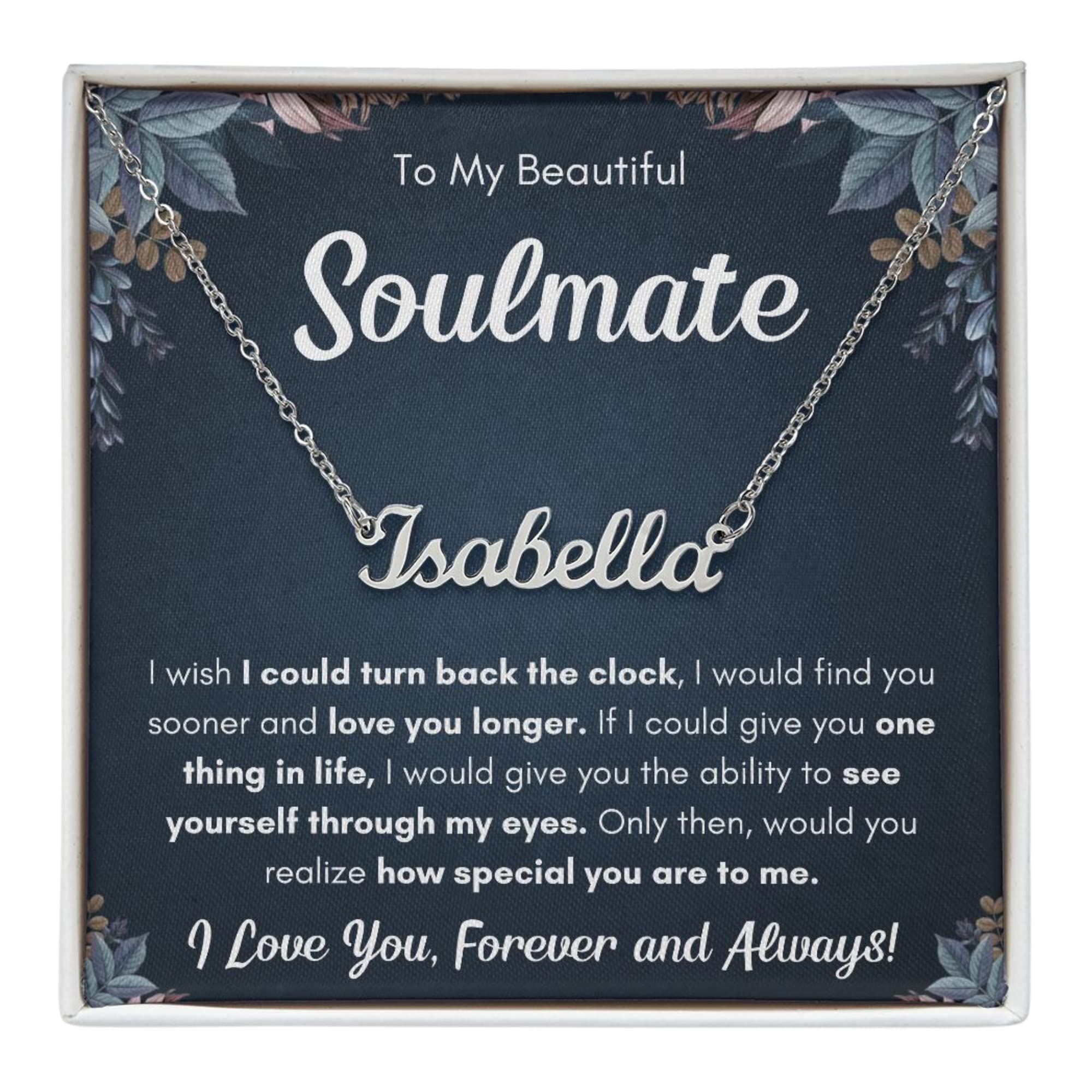 FG Family Gift Mall Personalized Necklace, Gifts For Wife Romantic, Necklace For Wife From Husband, Message Card and Gift Box, Stainless Steel, Cubic