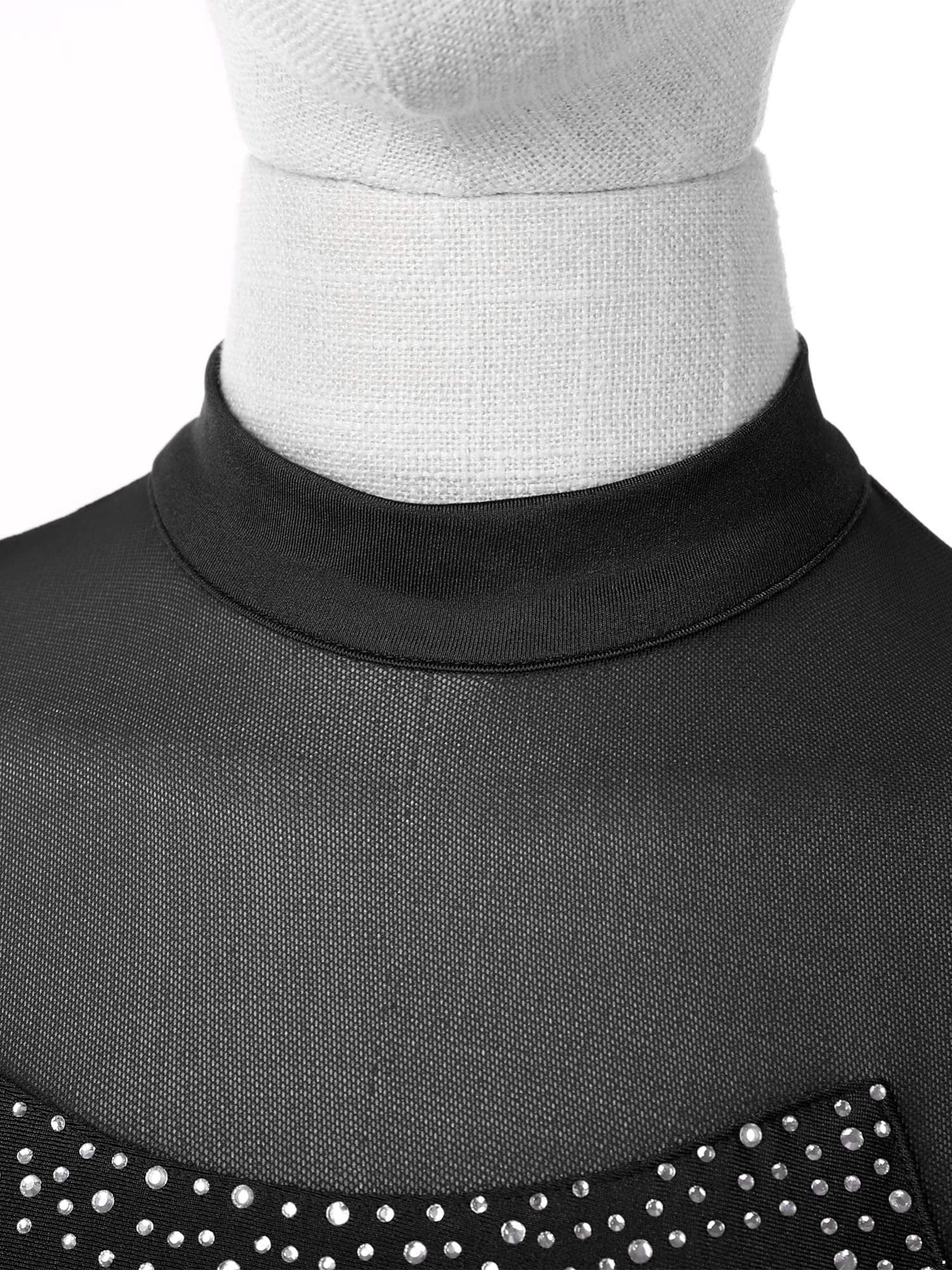 iEFiEL Damen Langarm Ballettkleid Eiskunstlauf Kleid mit Glitzer Kristallen Ballettkleidung Gymnastik Leotard Turnanzug Tanzkostüm
