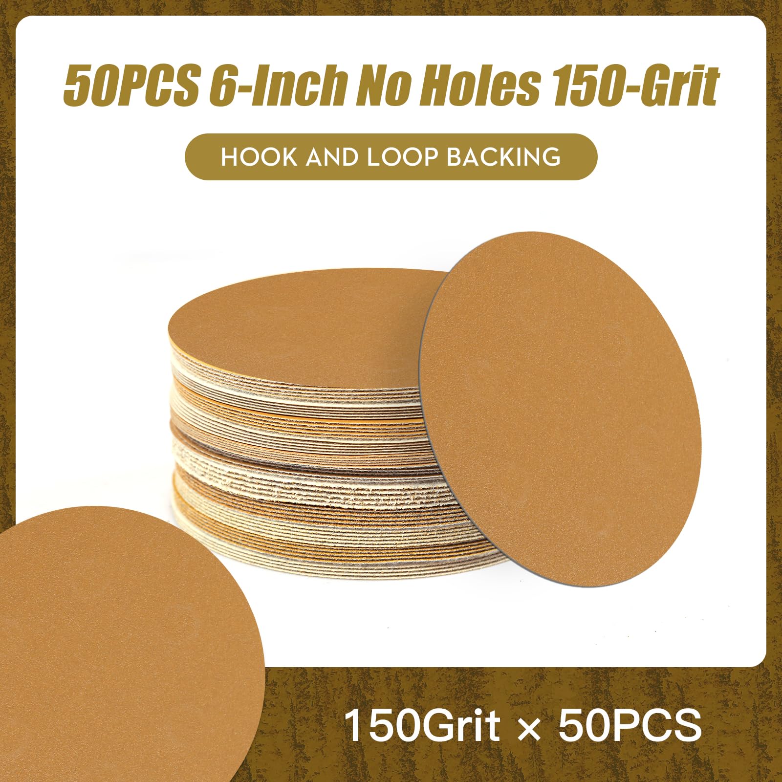 Sourcing Map 50 Pcs 150mm 6 Inch Sanding Disc 6 Hole 80/100/120/150/220 - View #8