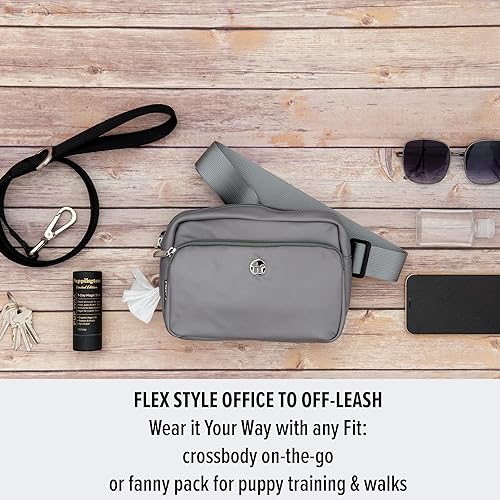 Miniatura 3 de Bolsa de golosinas para perros para entrenamiento de mascotas, bolsillos con cremallera y dispensador de bolsas de excrementos de color a juego,