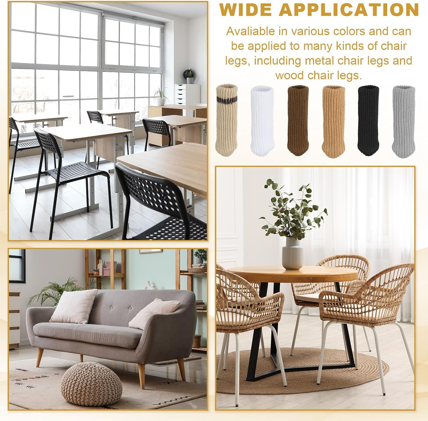 PATIKIL 48Pcs Knitted Chair Leg Floor Protector, Beige Furniture Chair Leg Socks Small Furniture Covers for Hardwood Floors High Elastic Reduce Noise Covers Furniture Pads for All Shapes