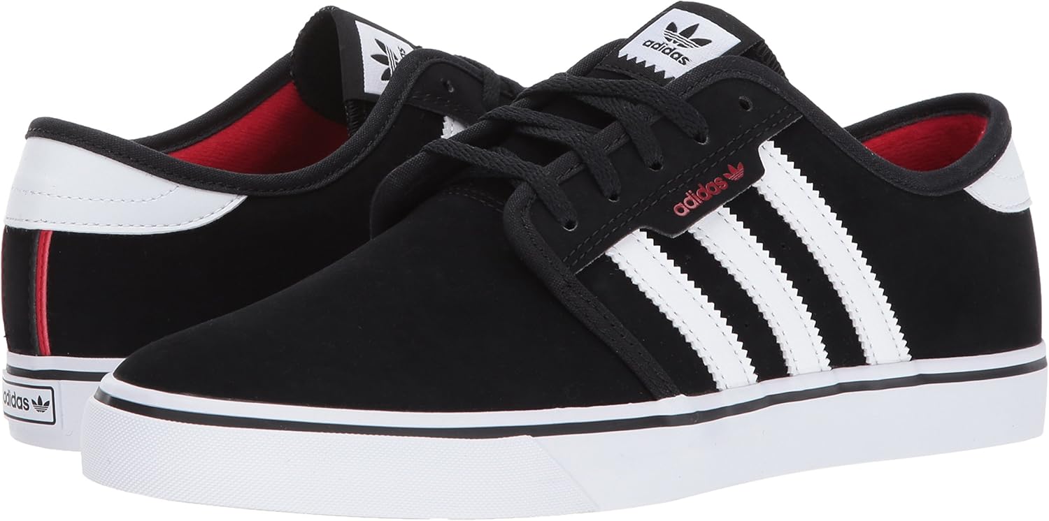 adidas Originals Men's Seeley Running Shoe, Black/White/Scarlet, 5.5 M US