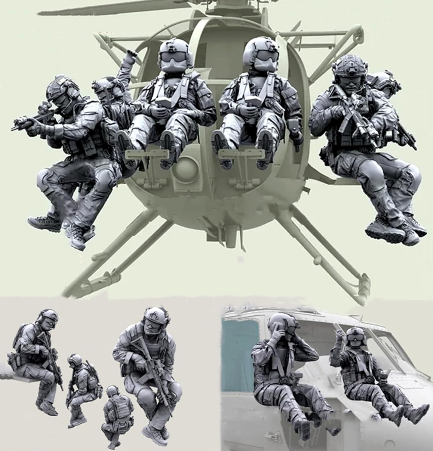 1/35 American Commando Helicopter Pilot Model Resin Unpainted Unassembled (9 Characters No Aircraft) //l8o31