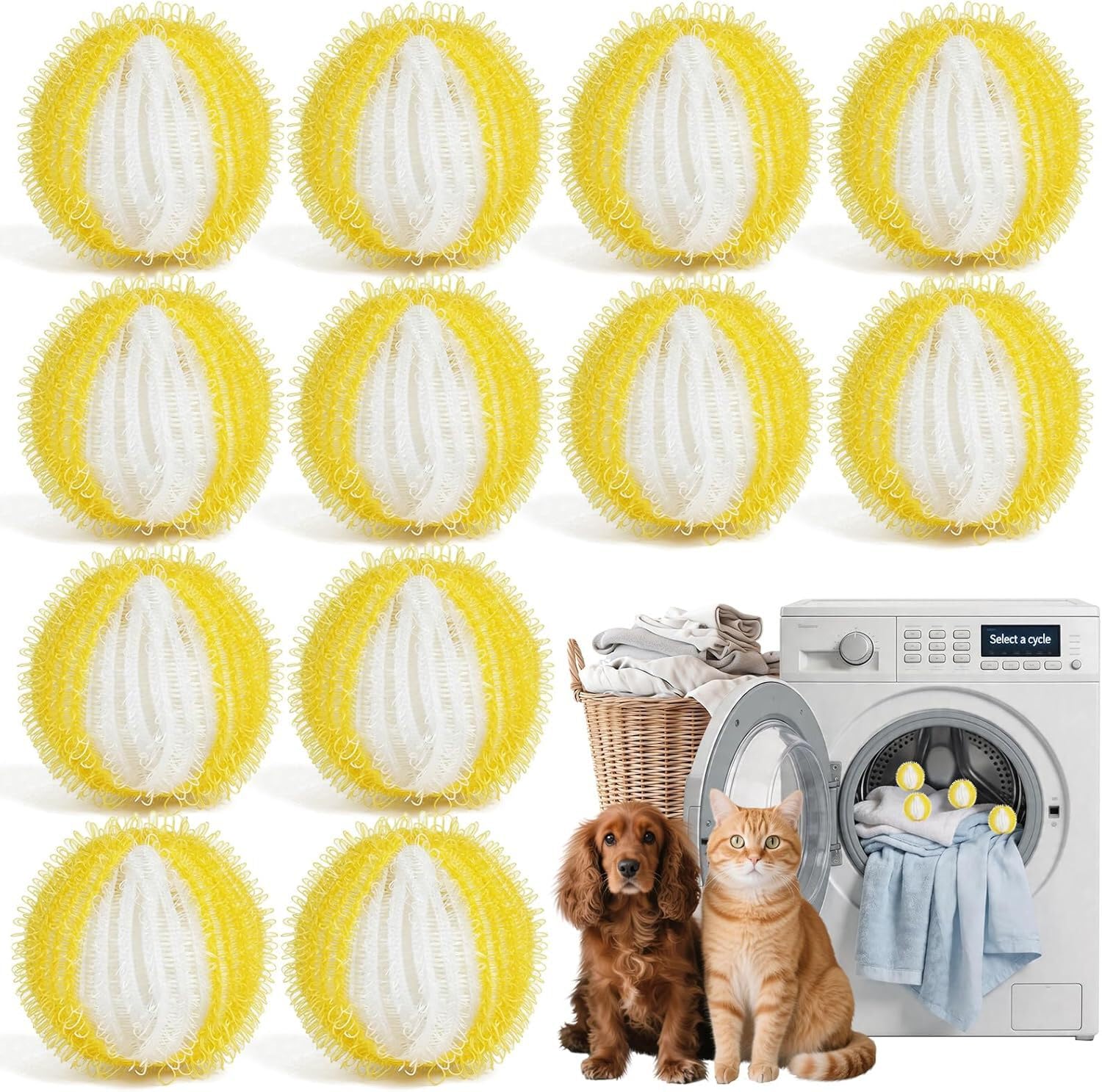 ALCXAZS Transform Laundry Day With Dryer Balls For Pet Hair And Washer Hair Catcher Effortlessly Removing Dog Cat Wrinkling