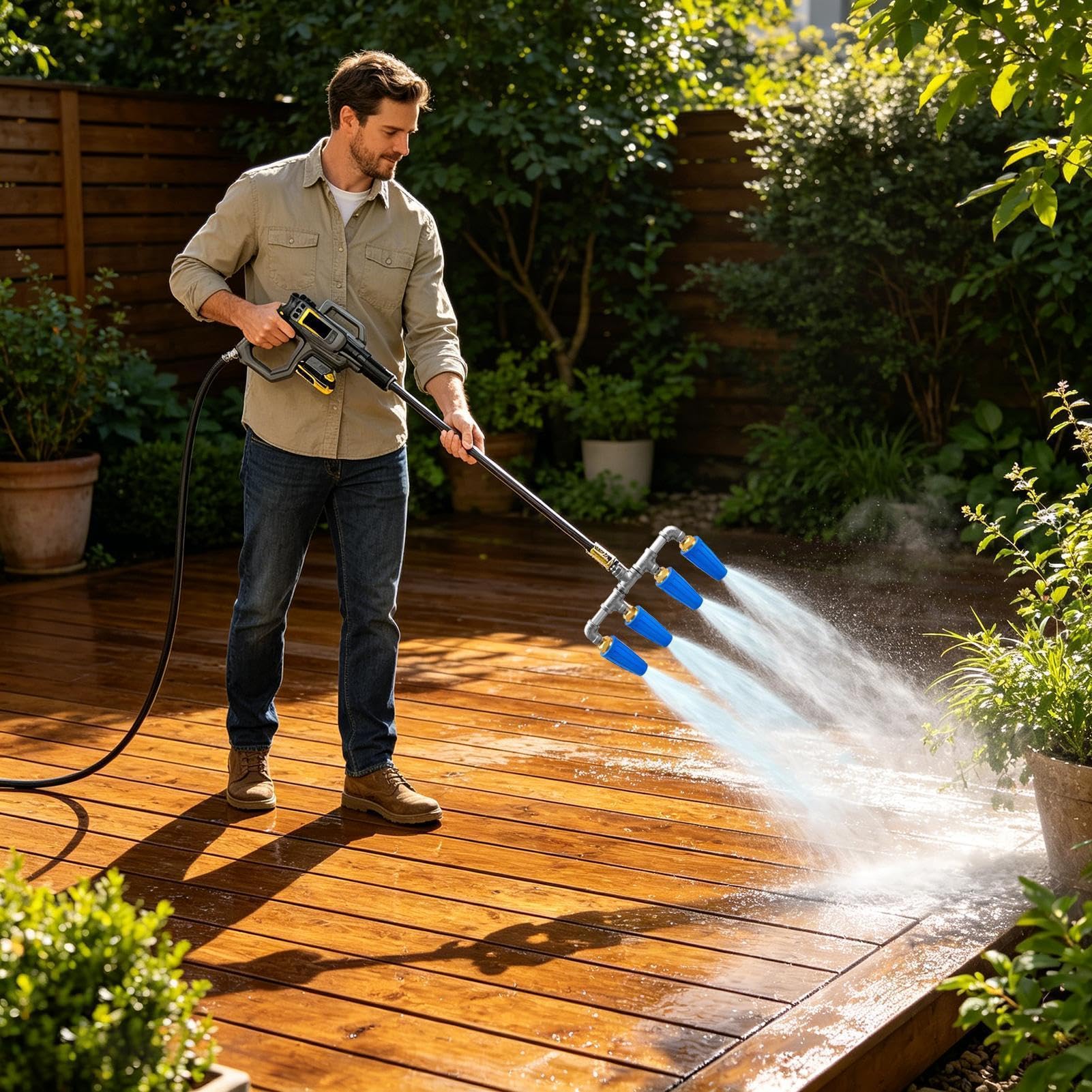 Boquilla Giratoria para Hidrolimpiadora Pulverizador de Agua Ergonómico | Tobera con alta presión para manguera de jardín Para Lavado De Coches, Riego Y Limpieza De