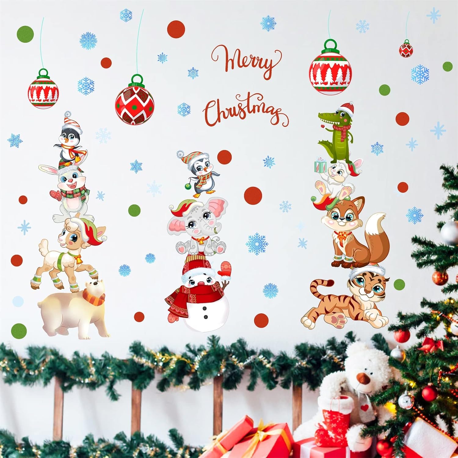 Christmas Animal Wall Stickers Funny Animal Wall Decals