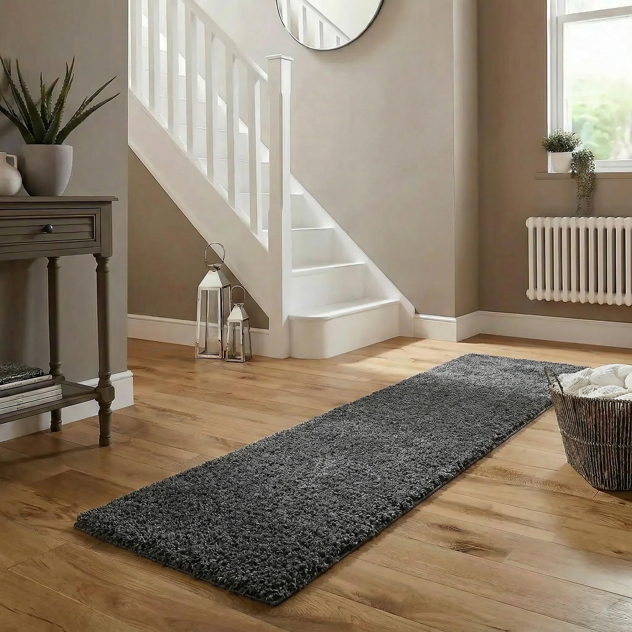 Abaseen Small Large Shaggy Rug Modern Rugs Living Room Extra Large Small Medium Rectangular Size Soft Touch Thick Pile Living Room Area Rugs Non Shedding (Dark Grey, 60x220 cm)