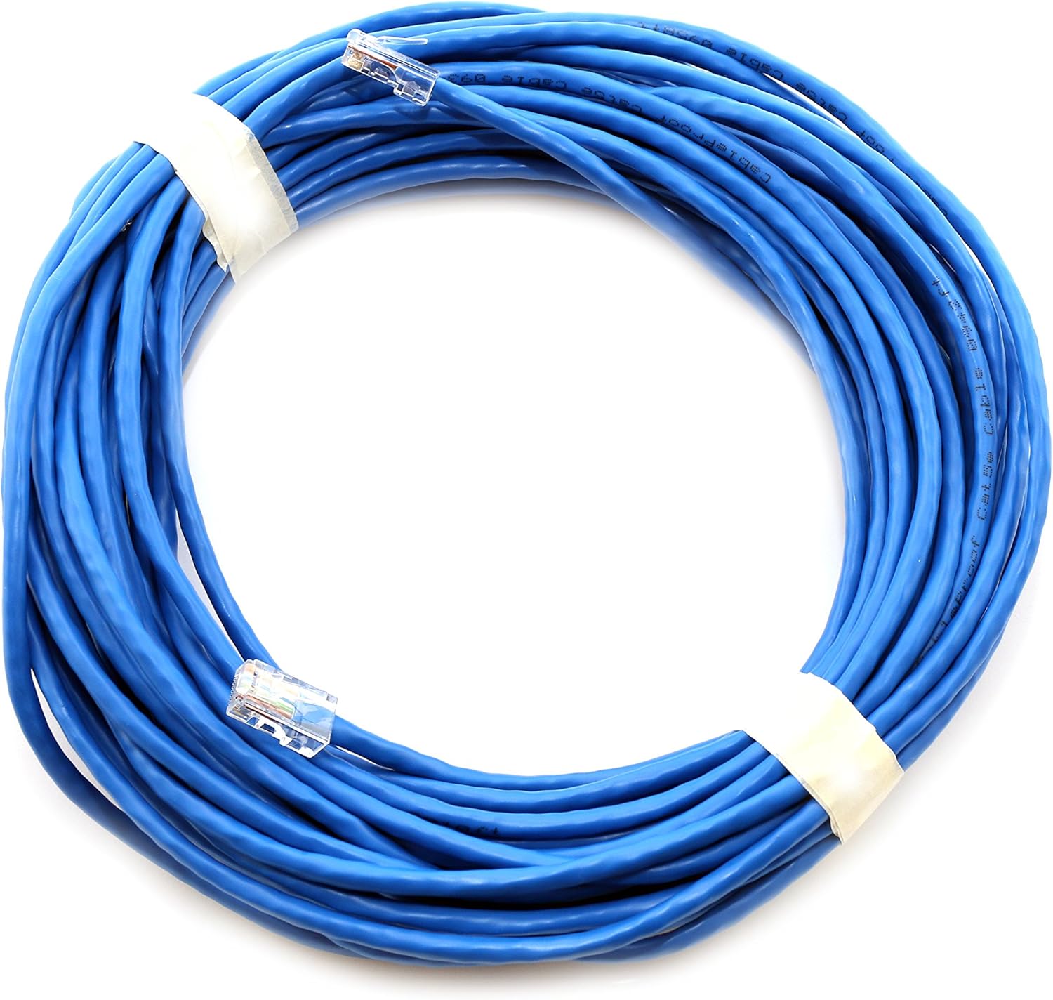 Cat5e Cable Cord/Solid UTP 24AWG LAN Network Patch Wire with RJ45 connectors Attached and Ready for Computer Networking (250 FT, Blue)