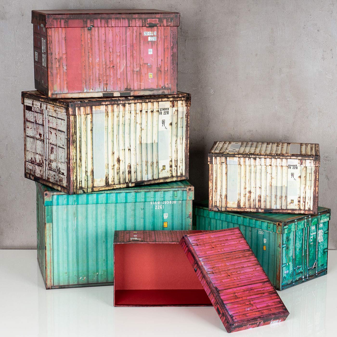 levandeo Aufbewahrungsbox 6er Set Boxen Aufbewahrung Geschenkbox Container Industrial Style Organizer Industrie Look Loft Shabby Chic Robust Ordnung 