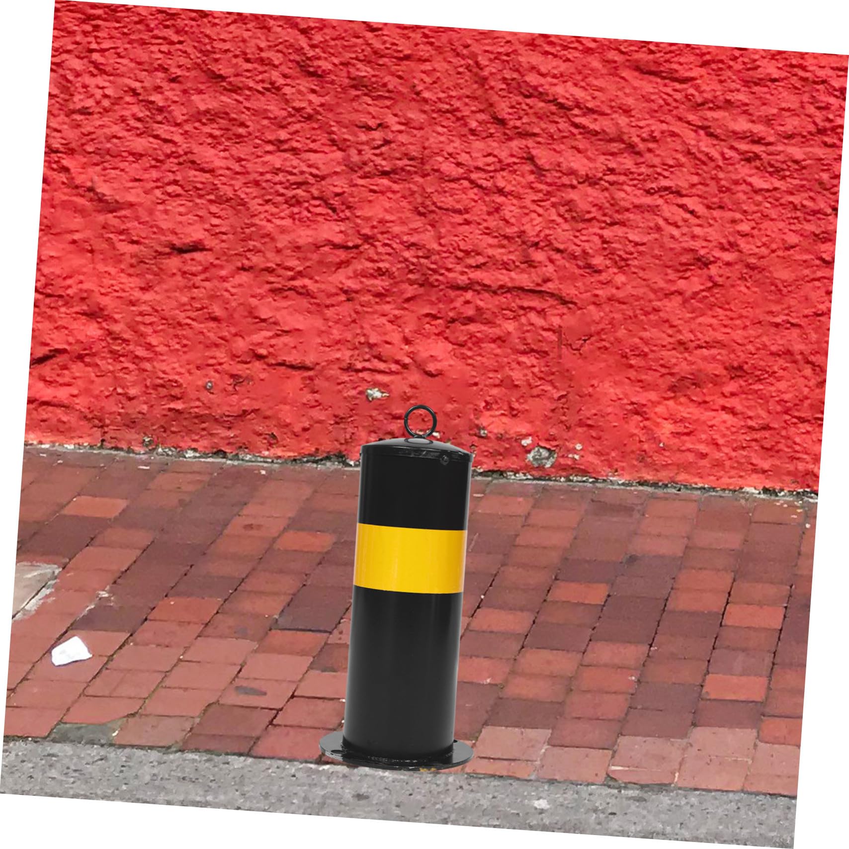 Poste de Acero Reforzado de 30 Cm, Barrera de Seguridad Vial Amarilla y Negra, Columna de Tráfico para Estacionamiento y Control de Acceso, Bolardo Protector Resistente