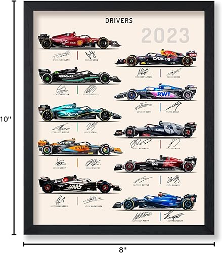 Miniatura 7 de Poster Master Póster de pilotos de carreras - Impresión de firmas de autos y conductores - Arte deportivo - Arte de carreras de coches - Regalo para