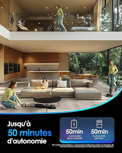 Tineco Floor One S7 Stretch Ultra Aspirateur Laveur, Aspirateur Balai sans Fil, Anti-emmêlage, Plat à 180°, Autonomie de 50 Minutes, Auto-Nettoyage Flashdry à 85°C, Nettoyage des Bords de Deux Côtés - 9