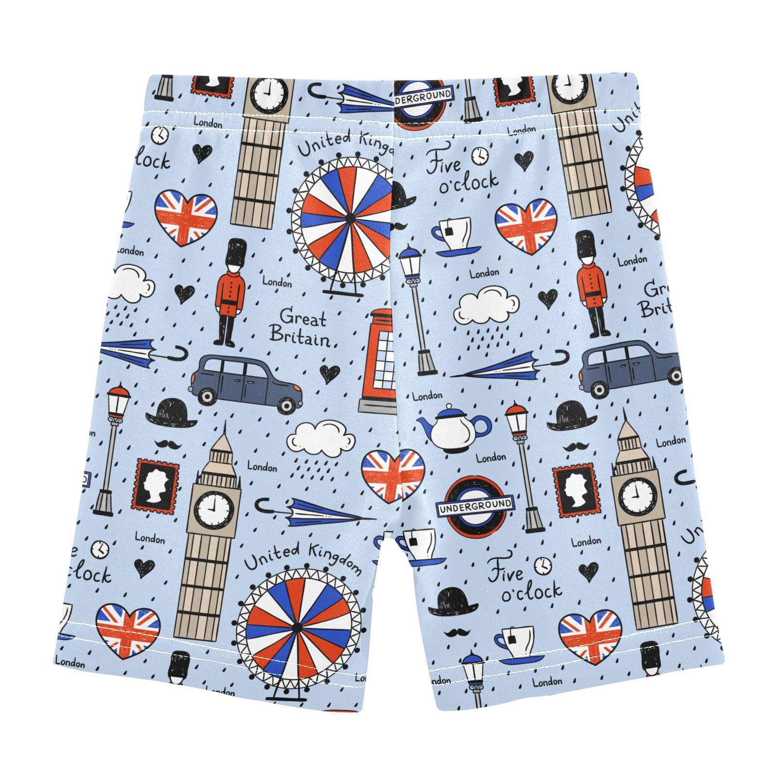 JHKKU Girls Retro English London Shorts Cotton Cartwheel Bike Kids Biker Under Dress Dance Short Girl Clothes 5T