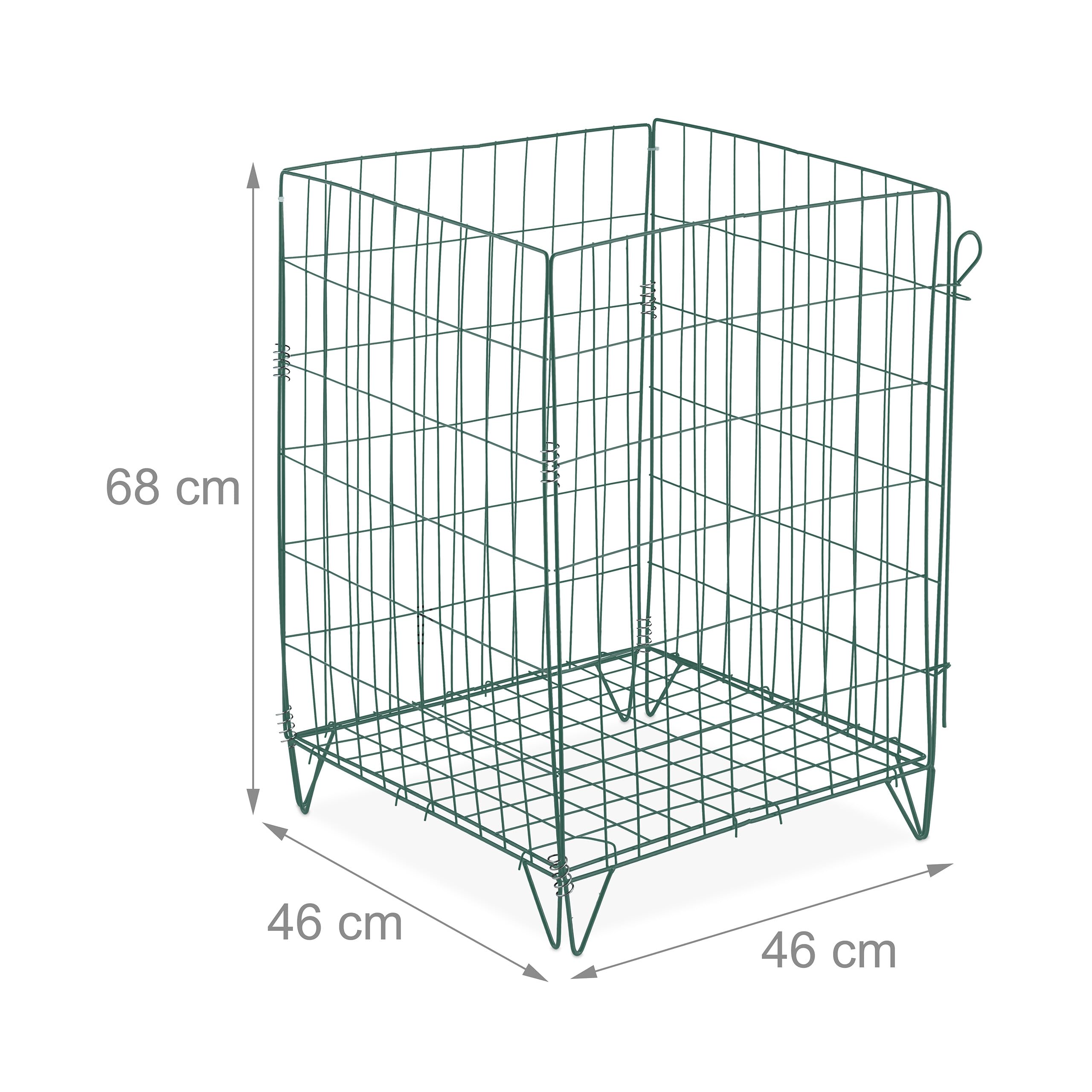 Relaxdays Compostiera a Griglia, Contenitore per Compost, Foglie e Rifiuti da Giardino, 68 x 46 x 46 cm, Acciaio, Verde