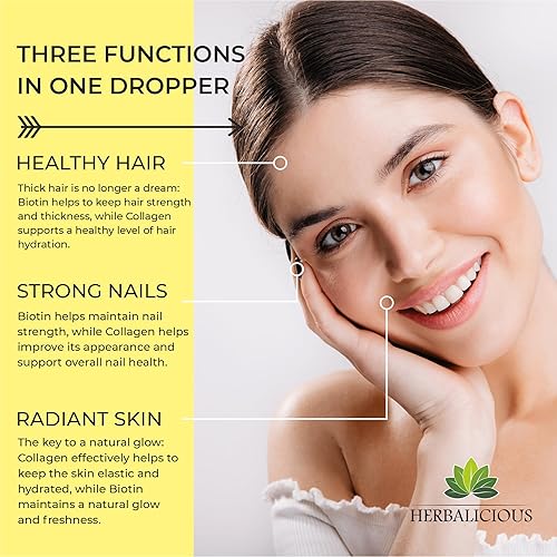 Miniatura 5 de Suplementos de colágeno líquido para mujeres, fórmula integral para el cabello, piel, uñas, suplemento con 10000 mcg de colágeno, 5000 mcg de