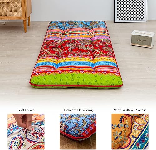 Miniatura 457 de Colchón futón japonés de piso gris constelación, de piso tatami, portátil, para acampar, para niños, sofá cama plegable enrollable con protector de