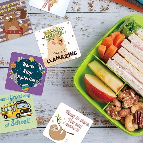 Miniatura 4 de Shemira Paquete de 100 notas para lonchera para niños, tarjetas de afirmación inspiradoras para niñas y niños, tarjetas motivacionales para niños,