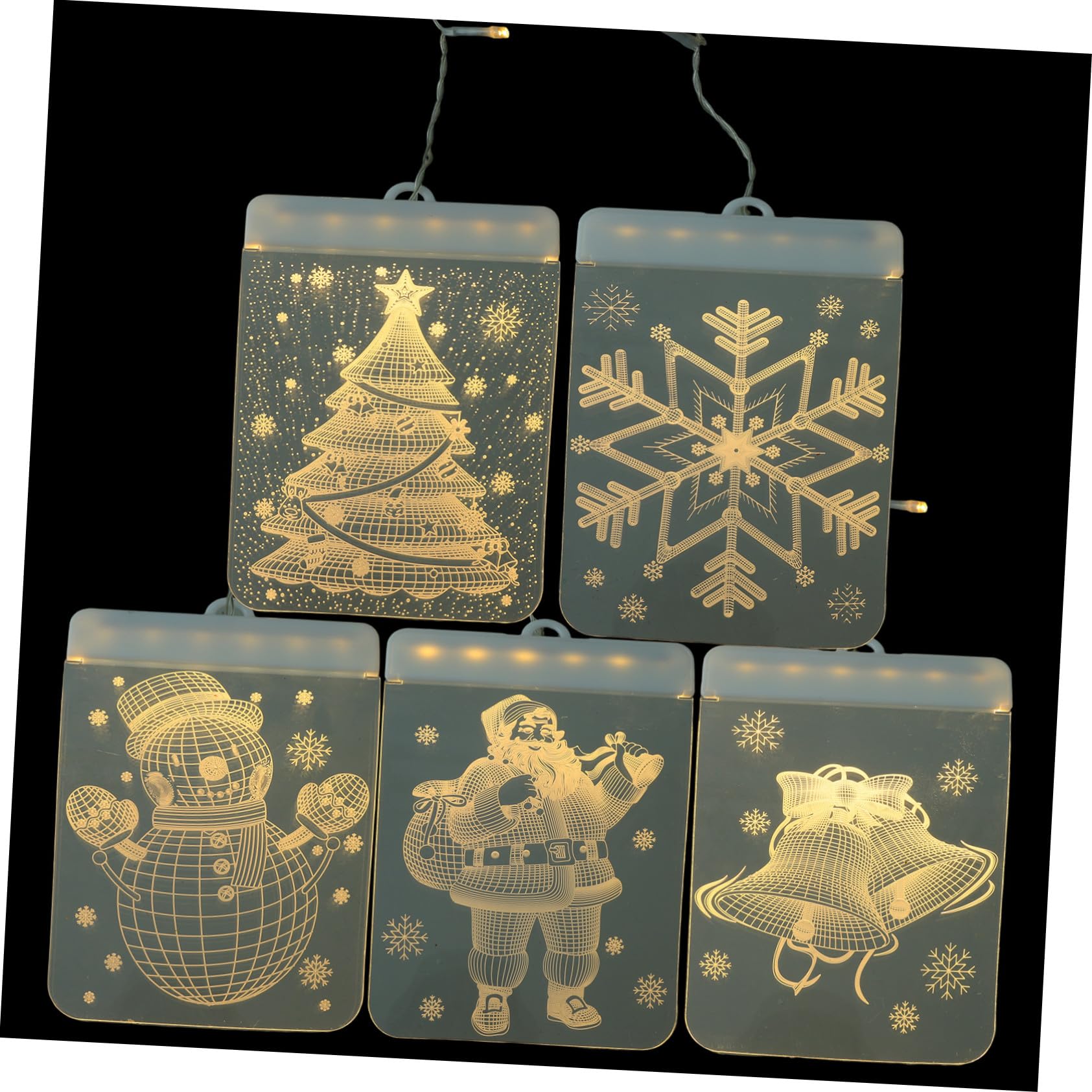 ULTECHNOVO Rideau Lumineux de Noël à LED avec Motifs Bonhomme Flocon Lumière Ambiance Chaude Télécommande Décoration Intérieure pour Fenêtres et de Noël
