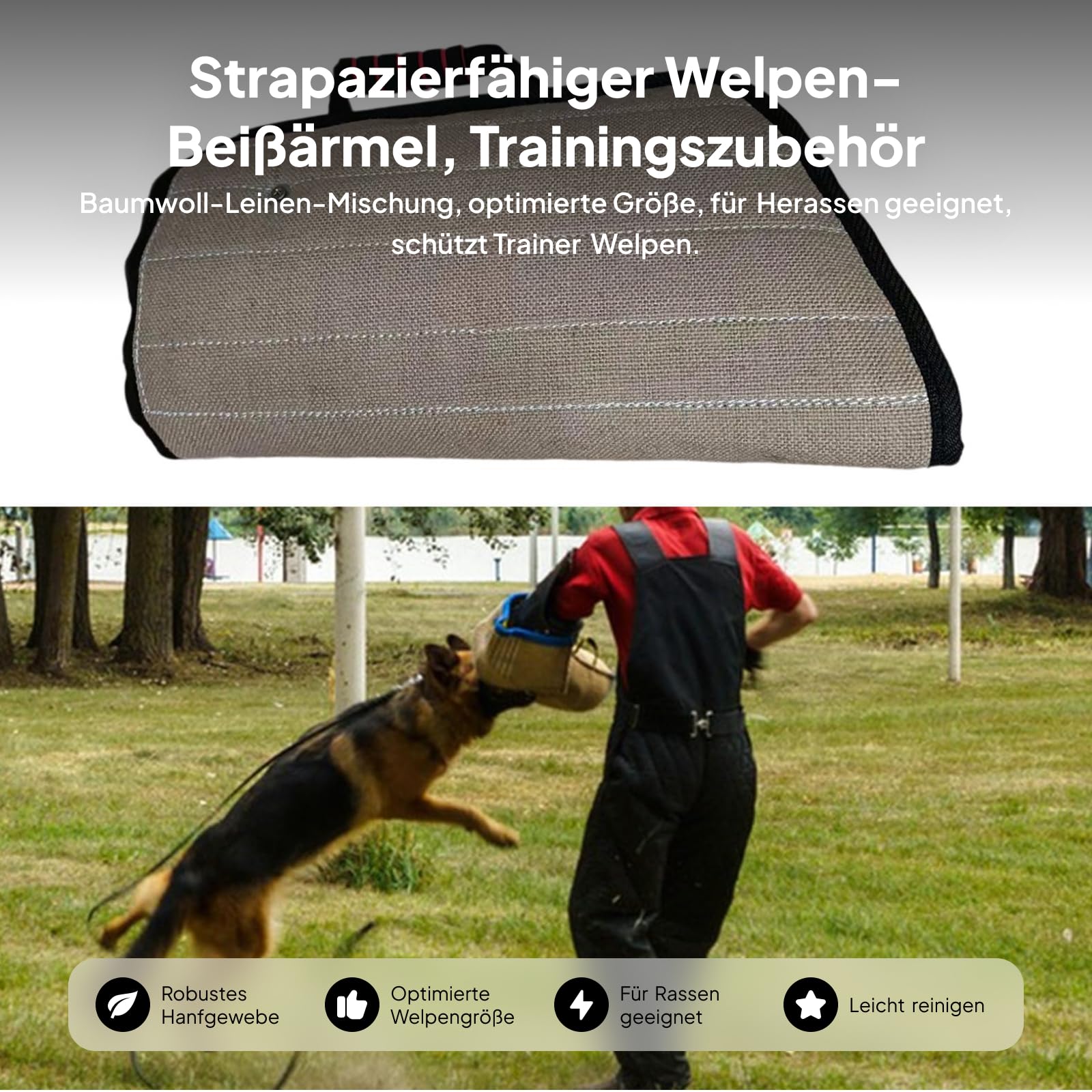 Sharplace beißarm-Hülse, professioneller Armschutz mit Seitengriff, Hunde-Trainingsarm-Hülse für Junge Hunde, kleine, mittelgroße und große Hunde, Schwarzer Rand