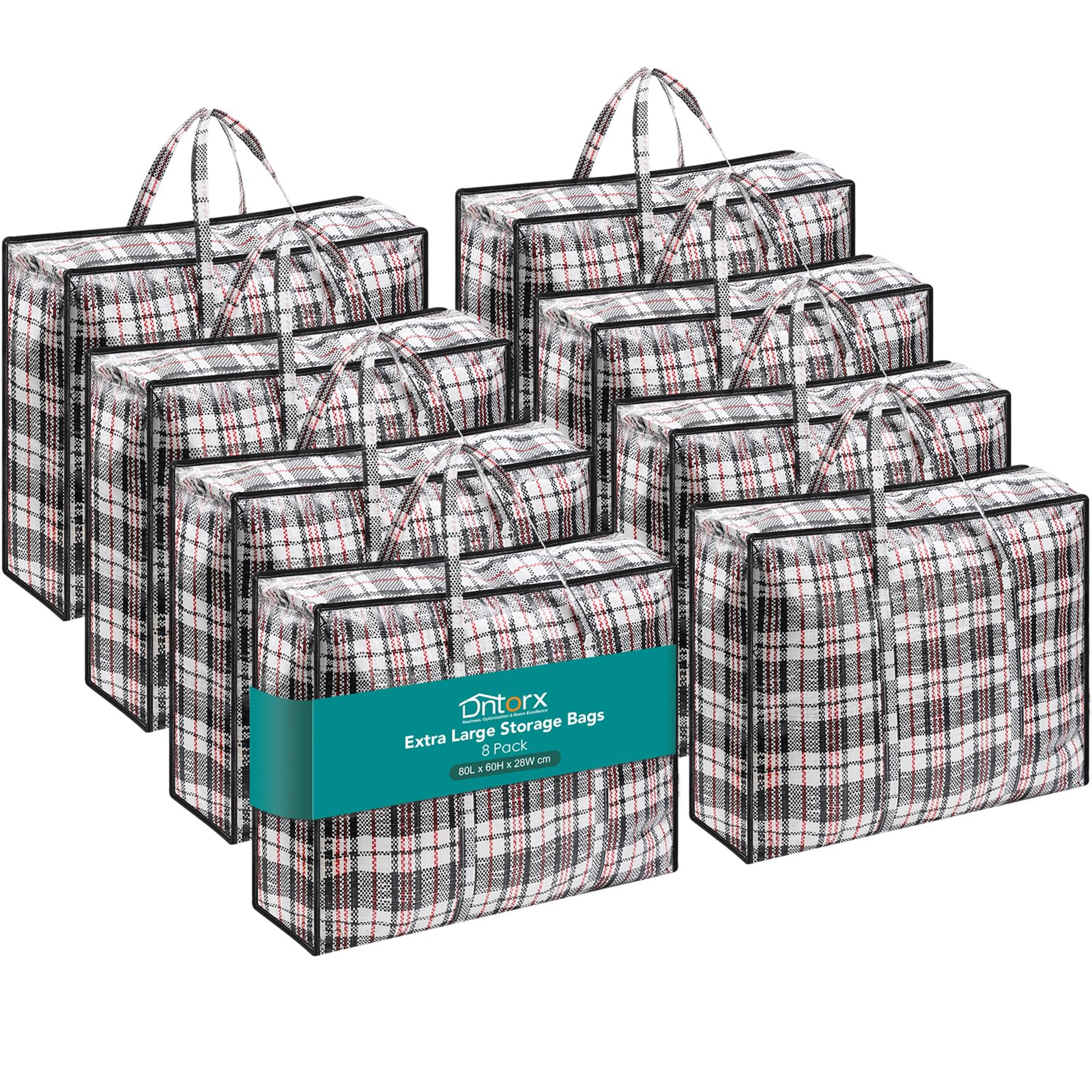Dntorx Extra große Wäschesäcke, 80 x 60 x 28 cm, starke Jumbo-Aufbewahrungsbeutel mit Reißverschlüssen, wiederverwendbar, wasserdicht, Umzugskartons für Reisen, Verpacken, Einkaufen