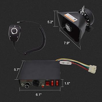 Police Siren Speaker - DC 12V 200w Car PA System kit with emergency siren horn Speaker loud 9 sound Wired Handheld Microphone Loudspeaker Emergency Siren Electronic For vehicles Truck UTV ATV