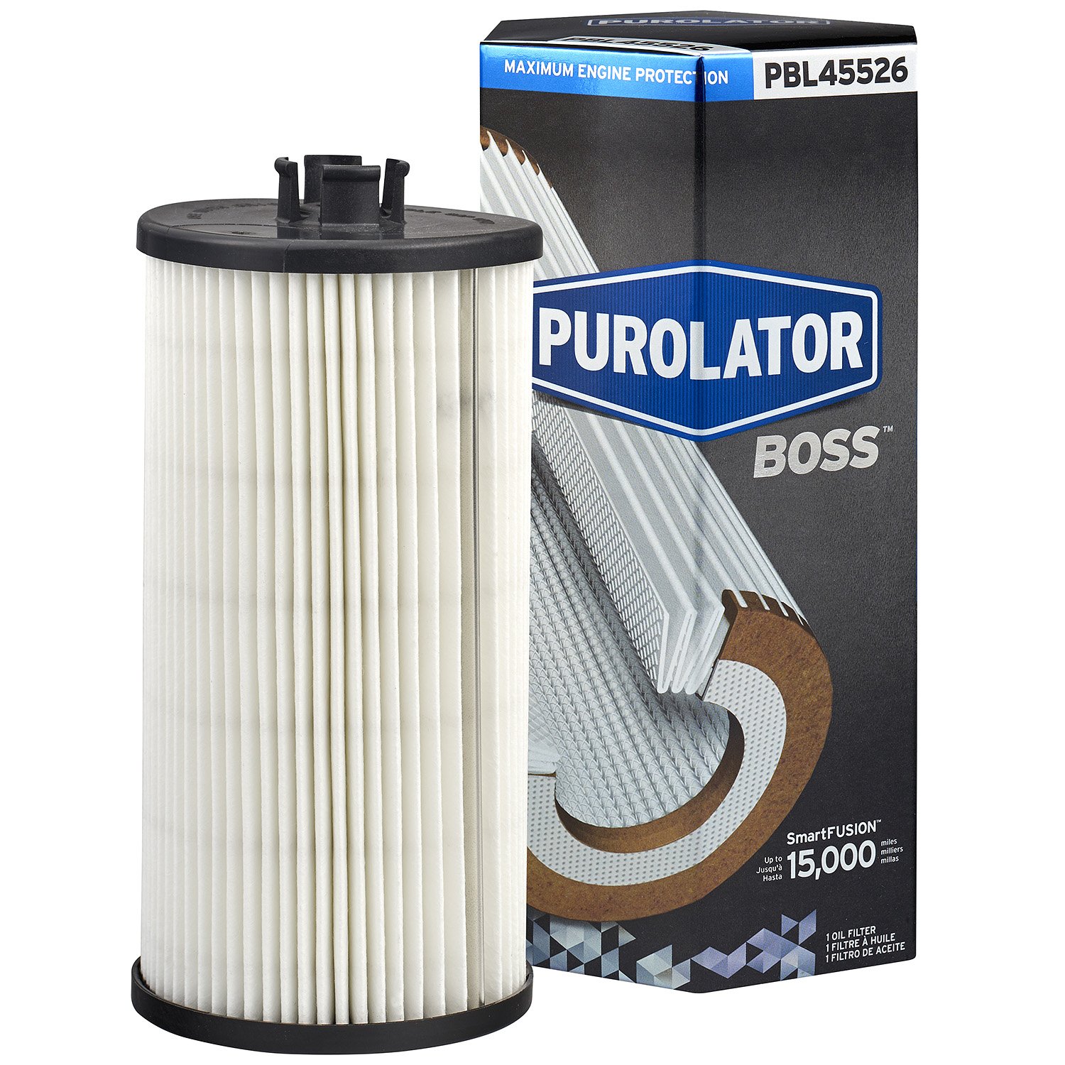 PBL45526 PurolatorBOSS Maximum Engine Protection Cartridge Oil Filter, Black, single filter