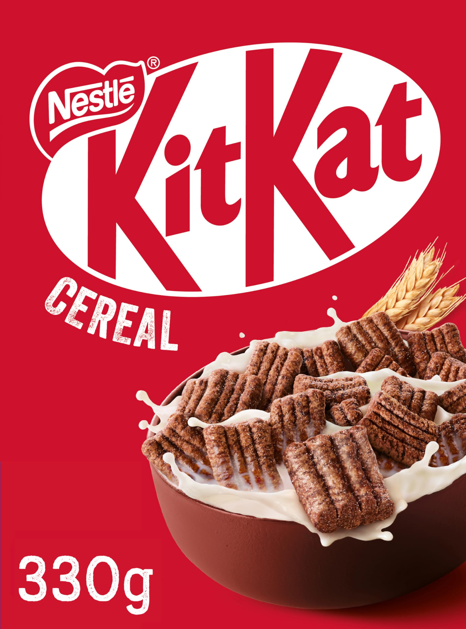 Nestlé Cereals - KitKat Breakfast Cereal - Bitesize KitKat Bar-Shaped Cereals - High Fibre, 5 Vitamins, Calcium & Iron-330g