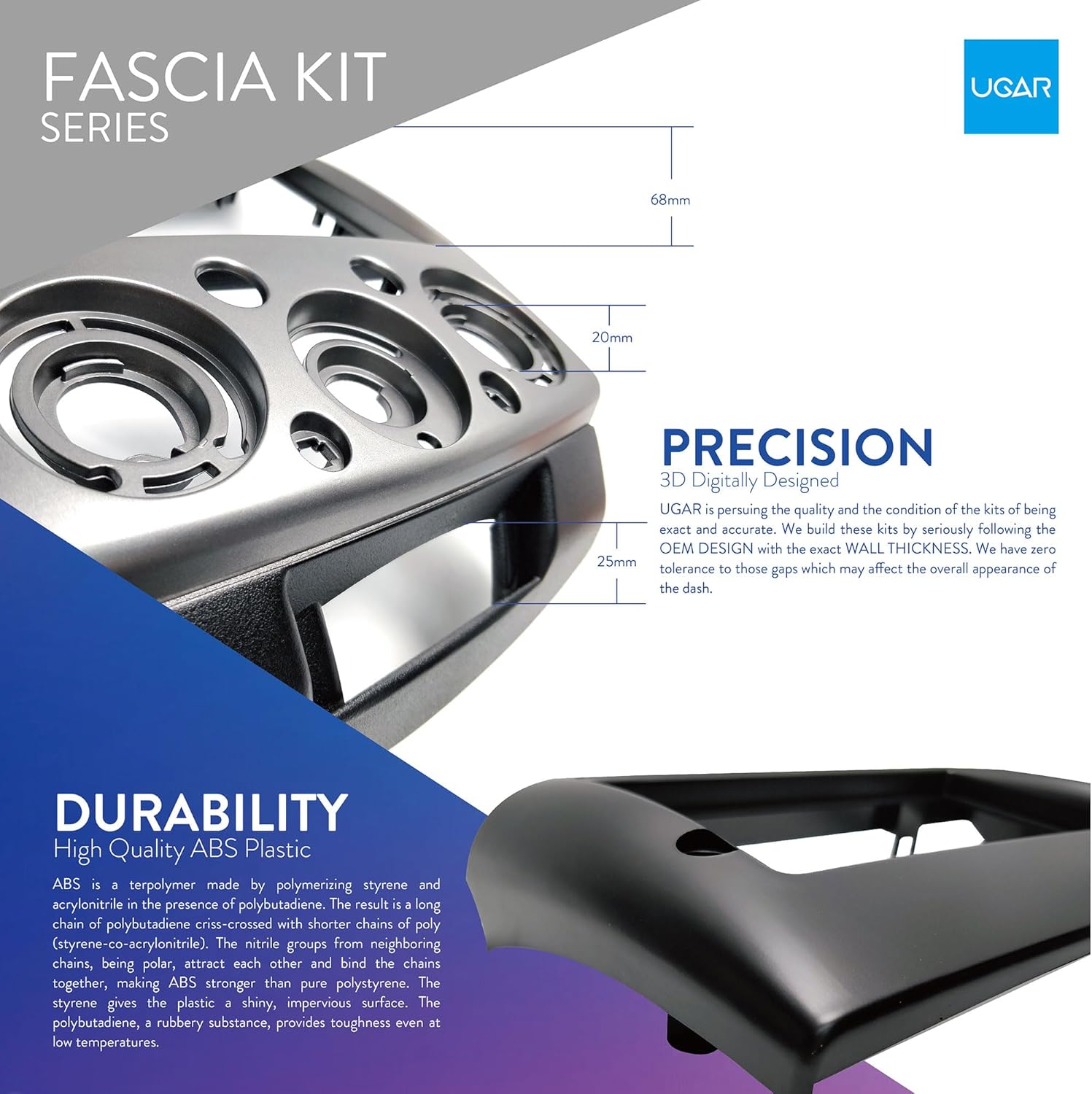 UGAR 11-669 Compatible for Honda City 2008-2014; Ballade 2011-2014 Car Radio Stereo Dash Installation Mount Kit