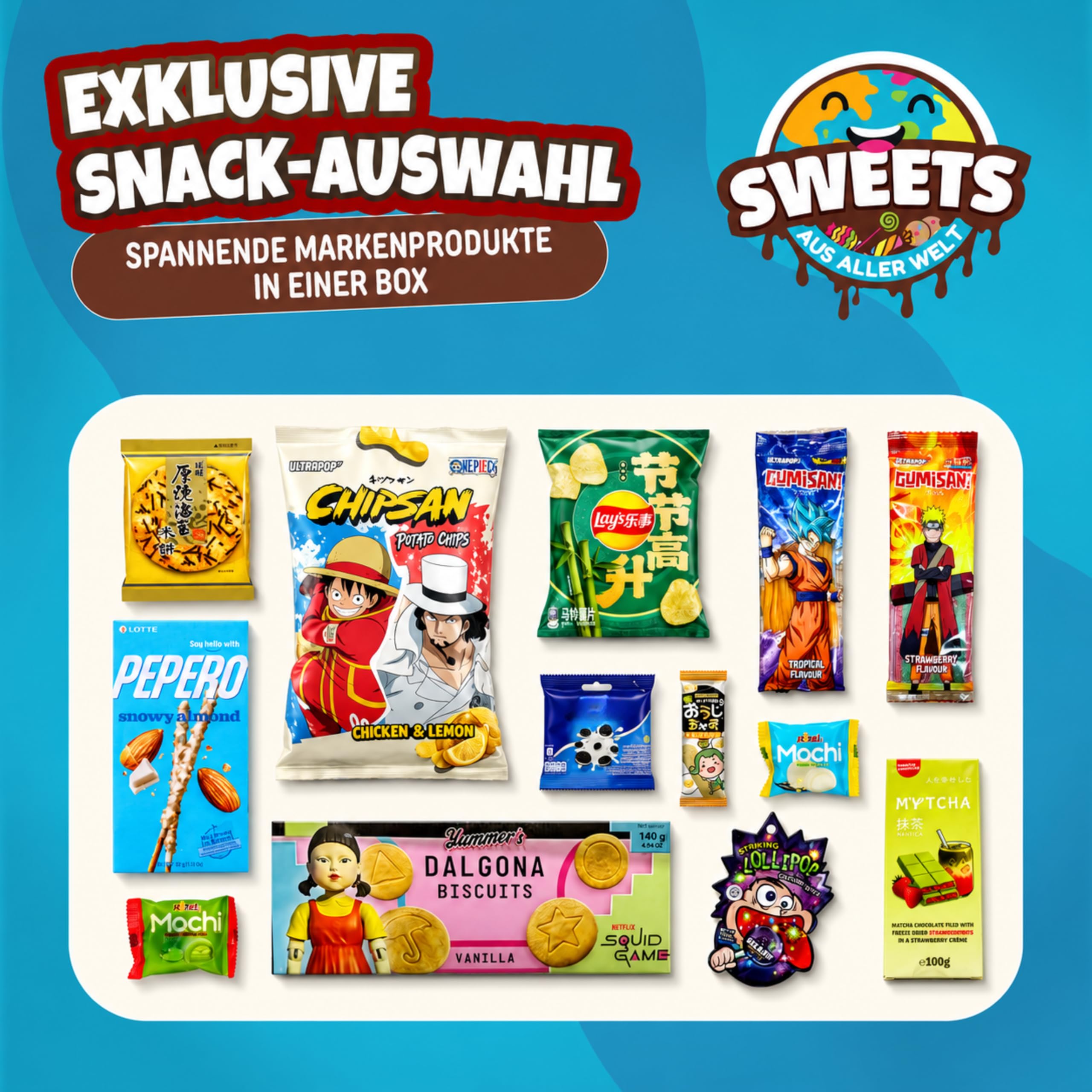 Asiatische Snacks Box Geschenkideen mit Japanische, koreanische & mehr Snacks und Süssigkeiten - Ideale Kalender Füllung (XL)