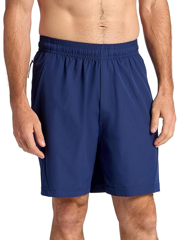 Gaiam Men’s Veda 7” Short, Standard Fit, Stretch Lightweight Material, Moisture-Wicking, Medieval Blue, Medium by Gaiam - Used condition - US$6.50