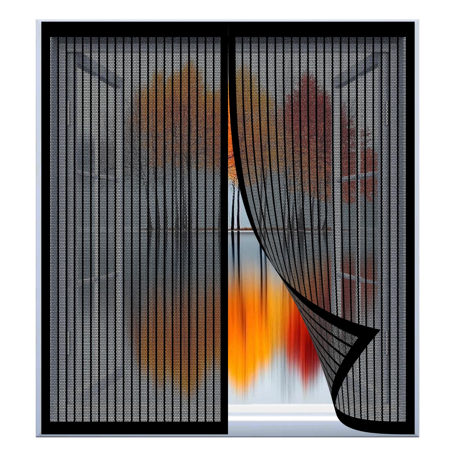 Magnetic Fly Screen Window 95 x 55 cm Easy Installation No Drilling Or Screwing Mosquito Net Window for Windows Nets to Keep Bugs Out, Black