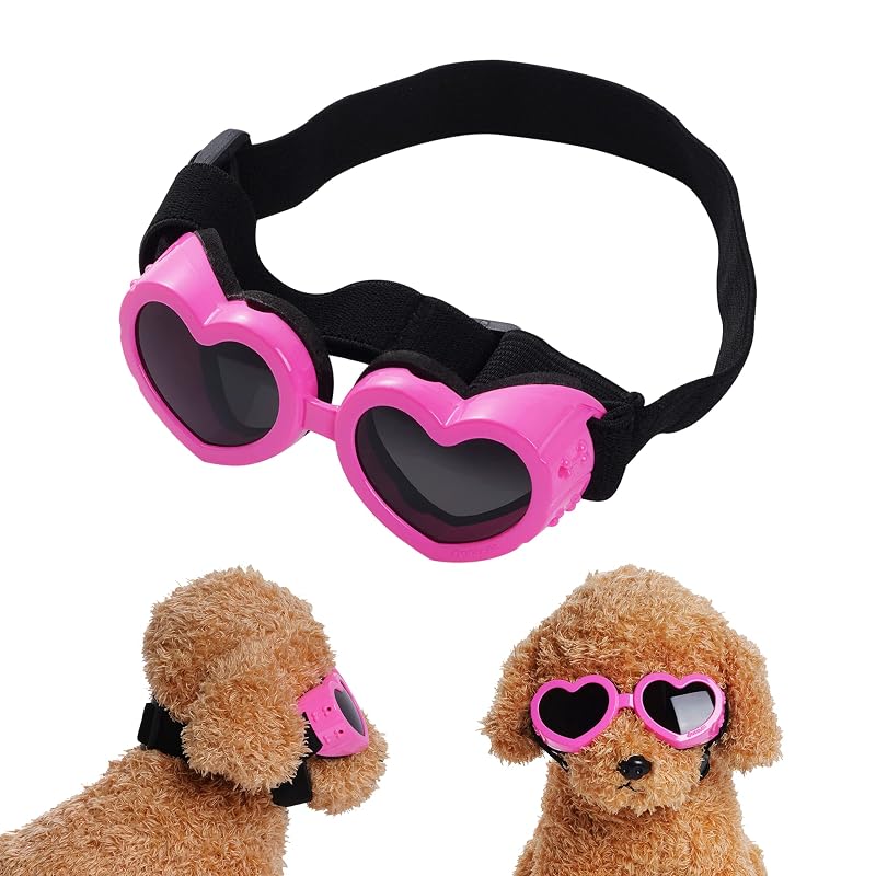 Óculos de Sol para Cães Pequenos em Formato de Coração com Proteção UV, Rosa, choyaxo – 1 unidade