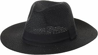 WITHMOONS Fedora Panama Hat Black Banded Wide Brim Cool Summer SL6690