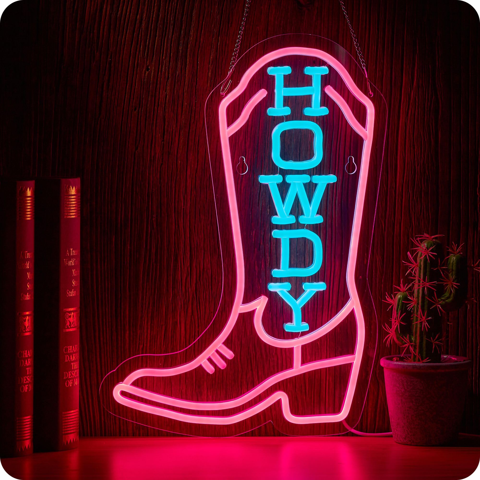 Howdy Boots Neon Sign Cowboy LED Light Western Decor Hello Sign for Shoes Shop Boots Store Party Bar Man Cave Wall Decor Art