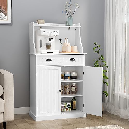 Miniatura 7 de HOLTICO Armario de almacenamiento de despensa de cocina independiente de 54 pulgadas con puertas y estantes ajustables, soporte para horno de