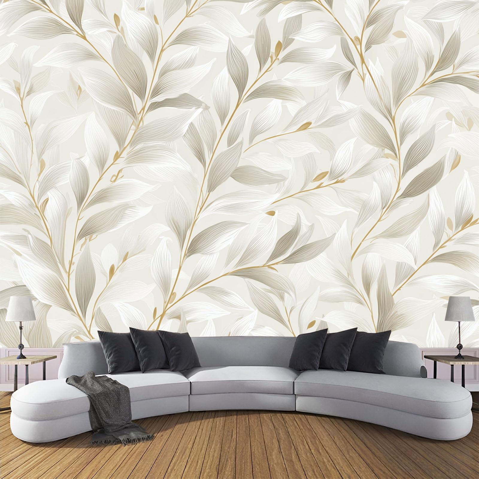 CDXNORA Grace Mural Wallpaper Willow Leaves Non-Woven Wall Mural Decoration Poster Picture Photo Wallpaper 200×140cm Beige Paper for Home Living Room Kids Bedroom Kitchen