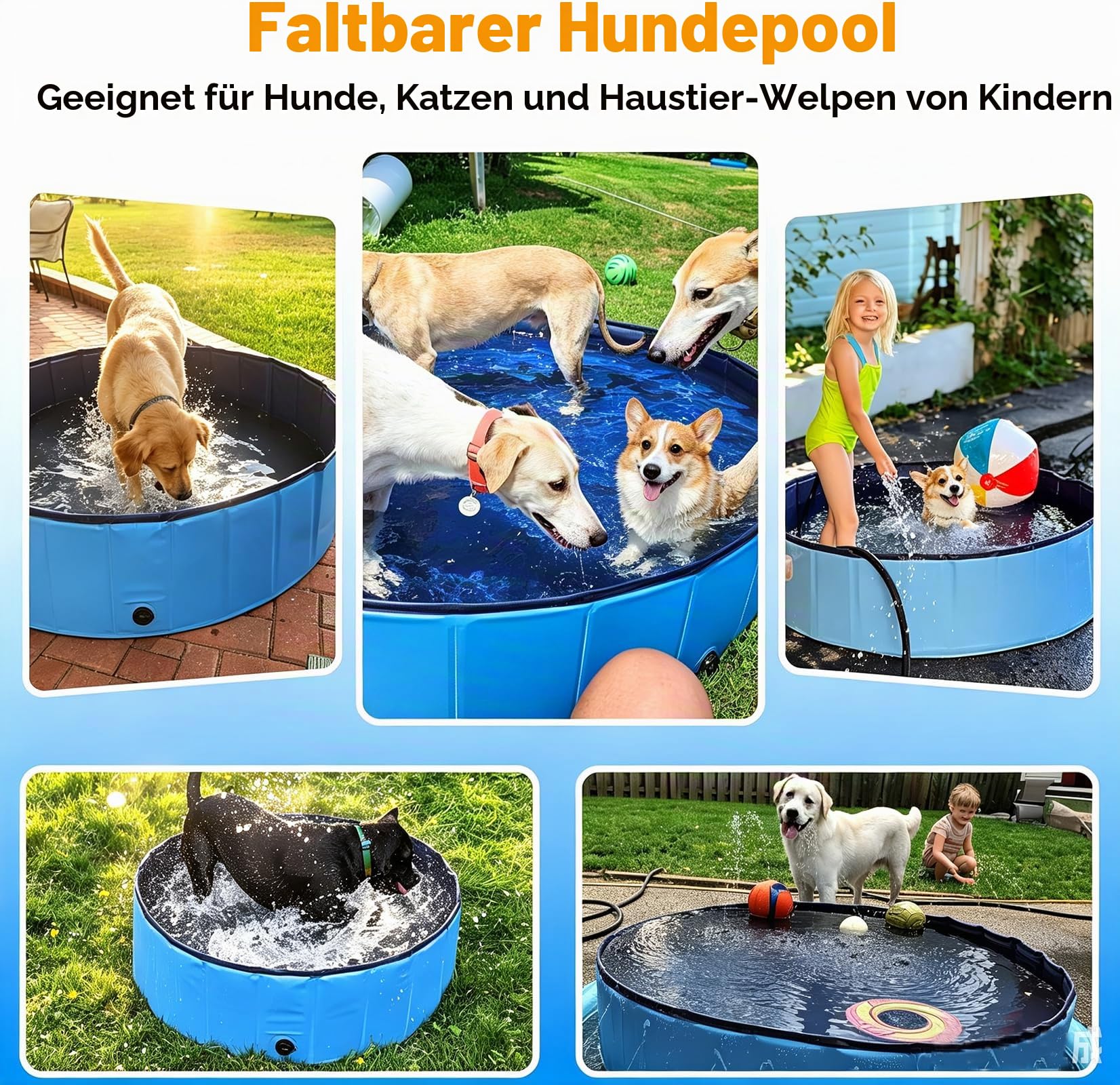 Hundepool Große Hunde PVC,Faltbarer Hundepool 160x30, Hunde Pool