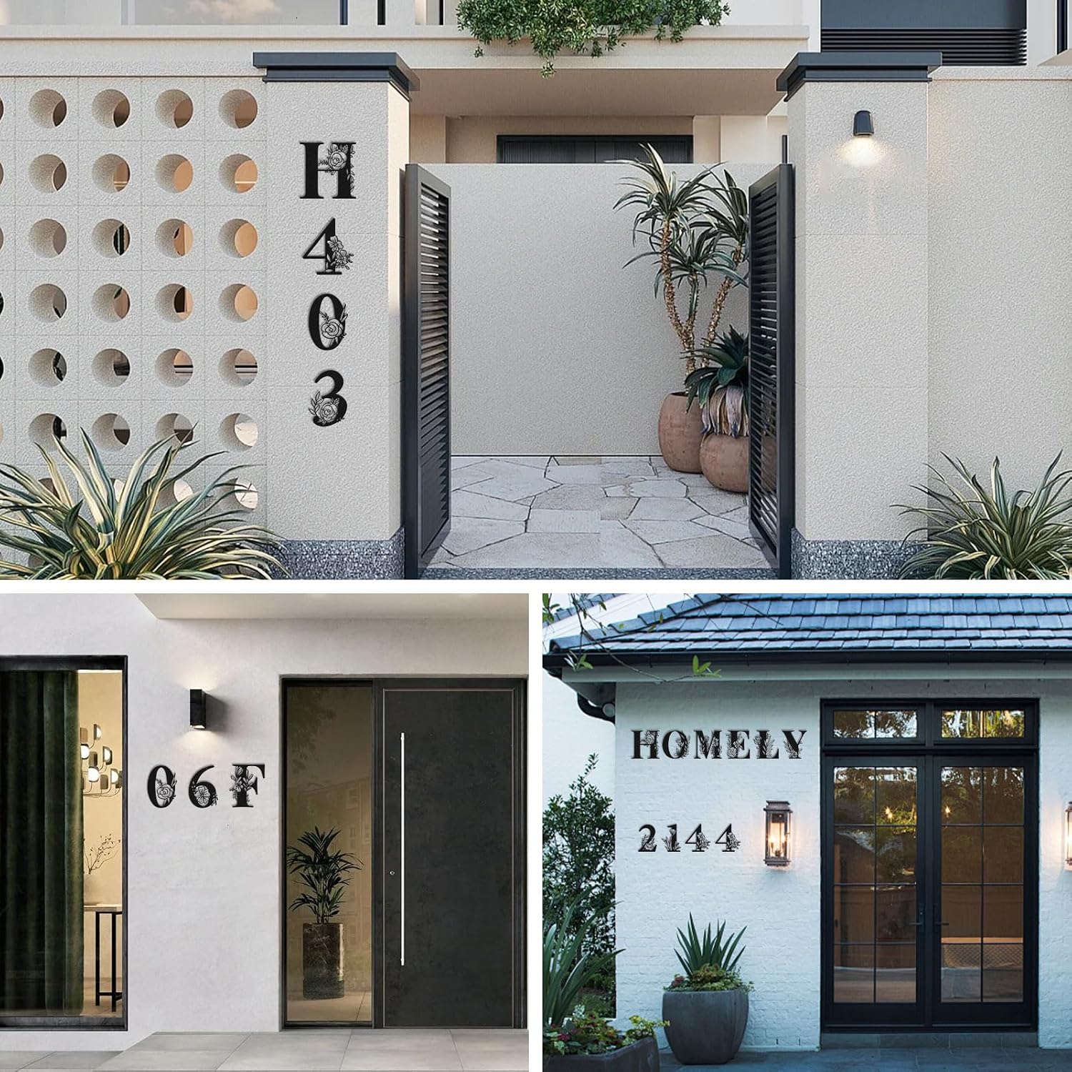 8'', 10'' House Numbers for Outside, Metal Art Letters for Wall, Address Letters and Numbers for House, Door, Garden or Office, Housewarming Gift, Floral Design (S)