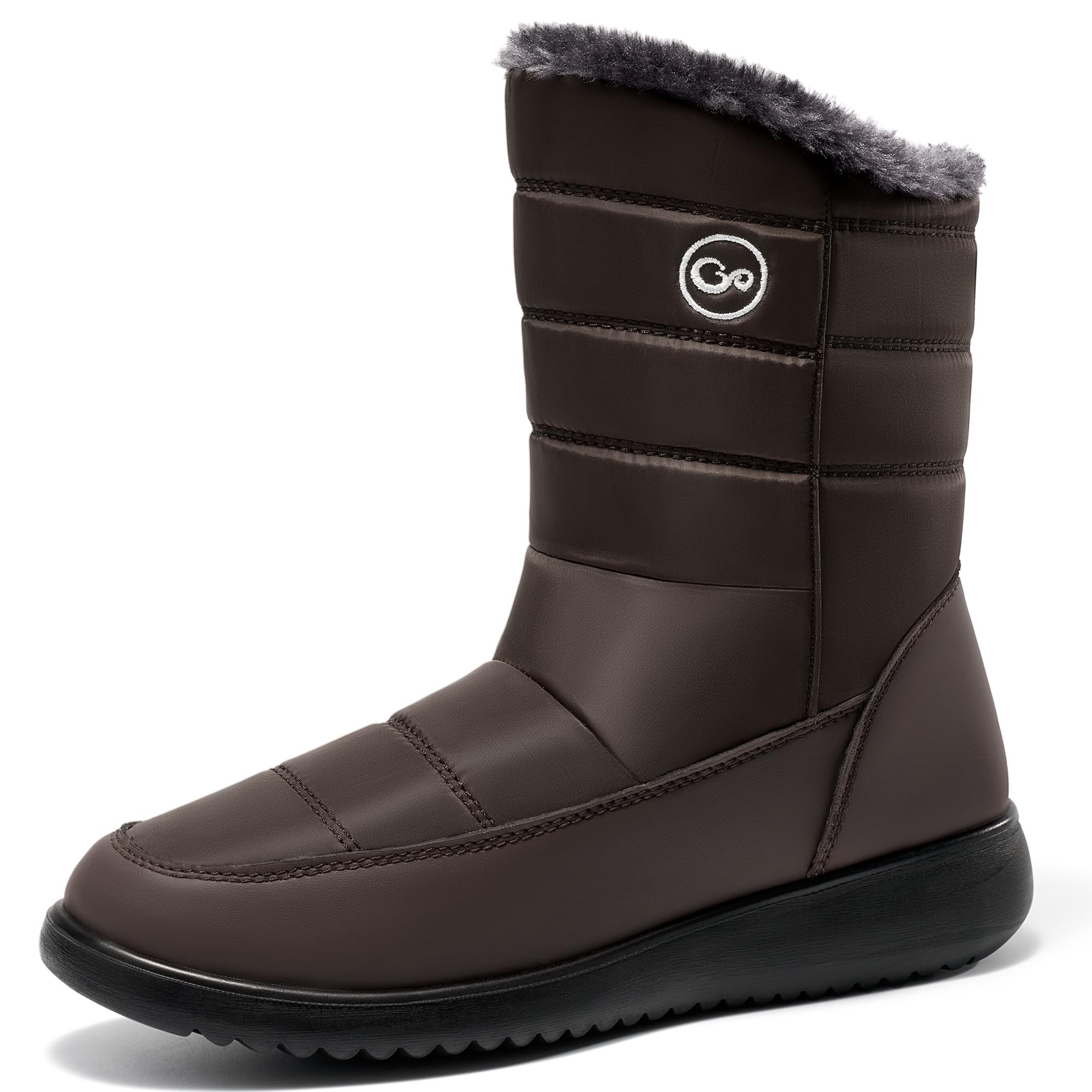 Aomigoct Women Winter Snow Boots Waterproof Warm Mid Calf Boots for Women with Fur Lined - Comfortable Outdoor