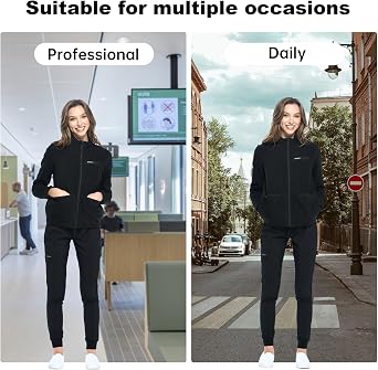 Dagacci Medical Uniform Unisex Warm Up Zip Front Fleece Scrub Jacket for Women and Men