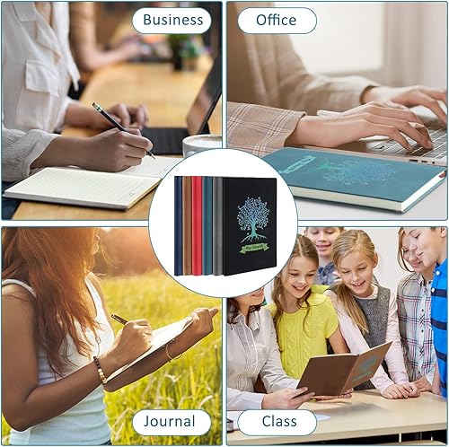 Miniatura 7 de Chinco 6 cuadernos de cuero para mujeres y hombres, diseño de árbol de vida, 200 páginas, cuaderno A5 forrado ancho a rayas ejecutivas de papel