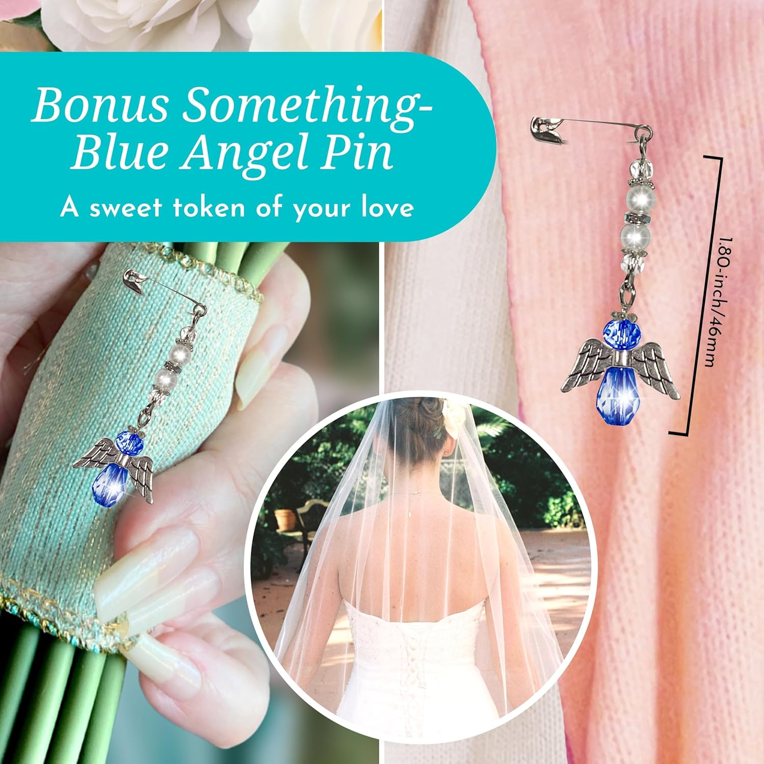 Bride Handkerchief From Grandma and Grandpa Wedding Day Poem | Something Blue Angel Charm, Love Grandparents Card Gift - Image 5